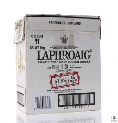 Laphroaig 10 years old 57.8% batch 1 case of 6 bottles 